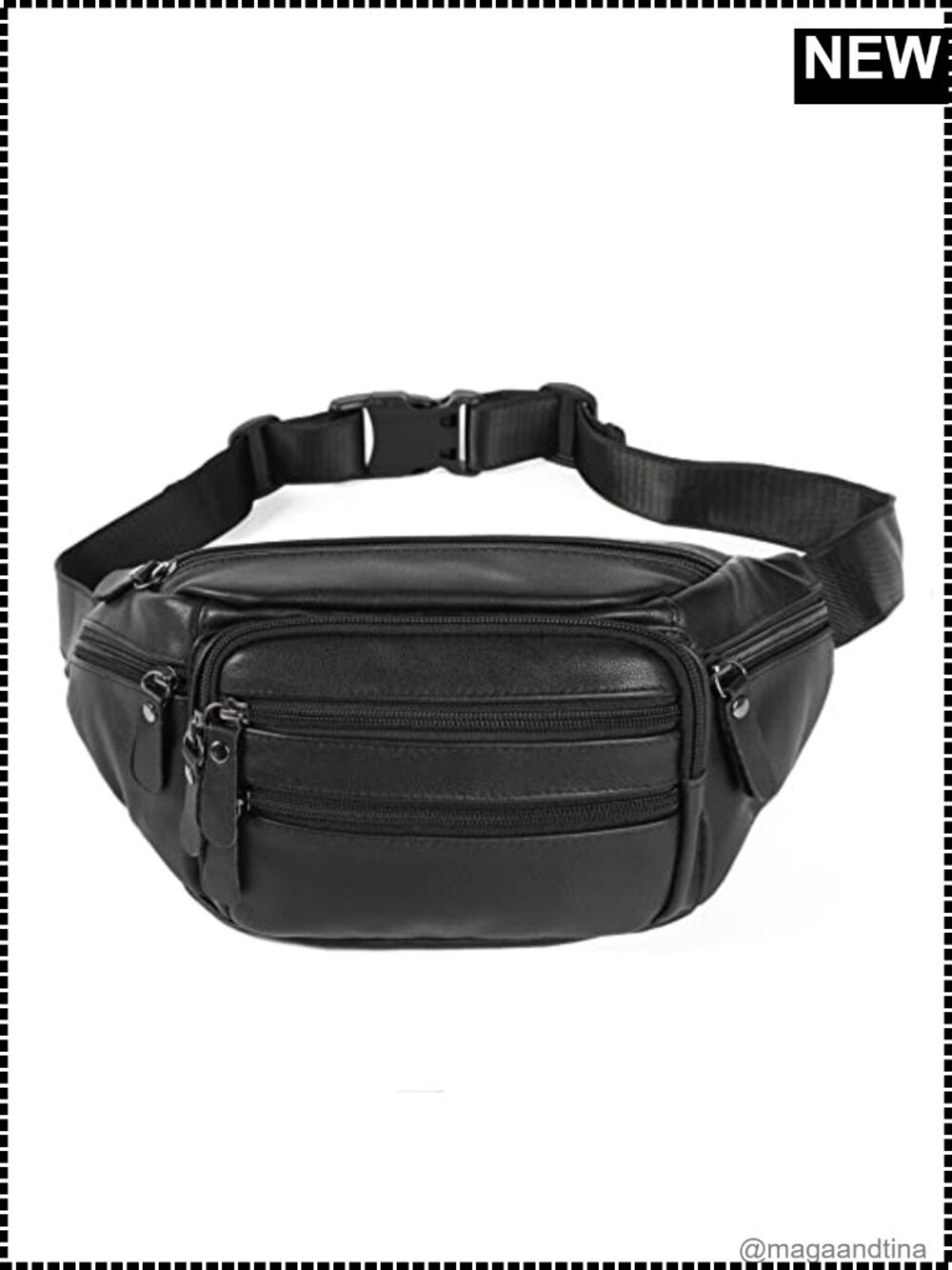 Genuine Leather Fanny Pack Multi-Pocket Waist Bag for Travel Sports